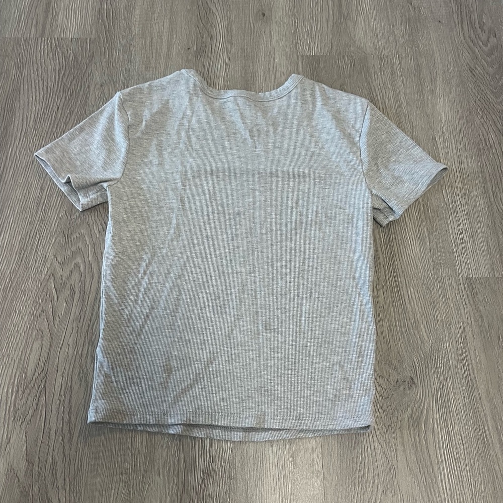 Athleta Light Gray Ribbed Top - Picture 2 of 3